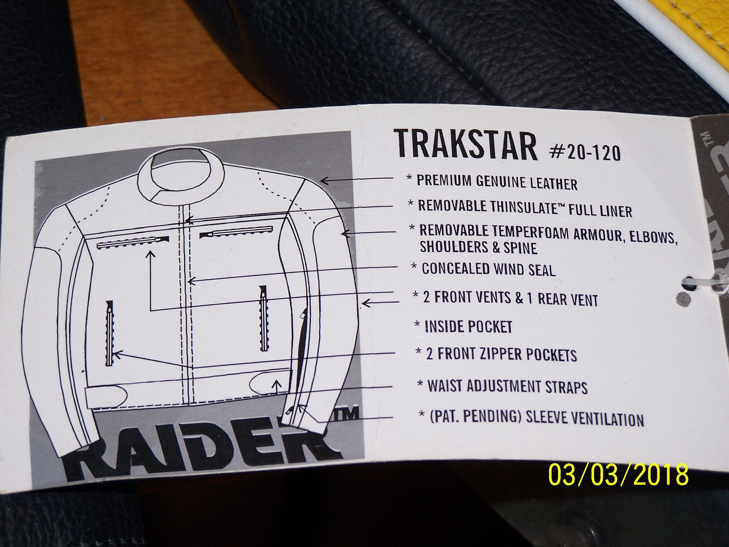 New Raider Trakstar Leather Jacket Size 42