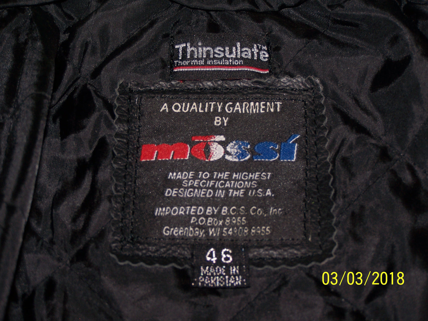 Mossi Leather Jacket AIRTHRUST Size 46