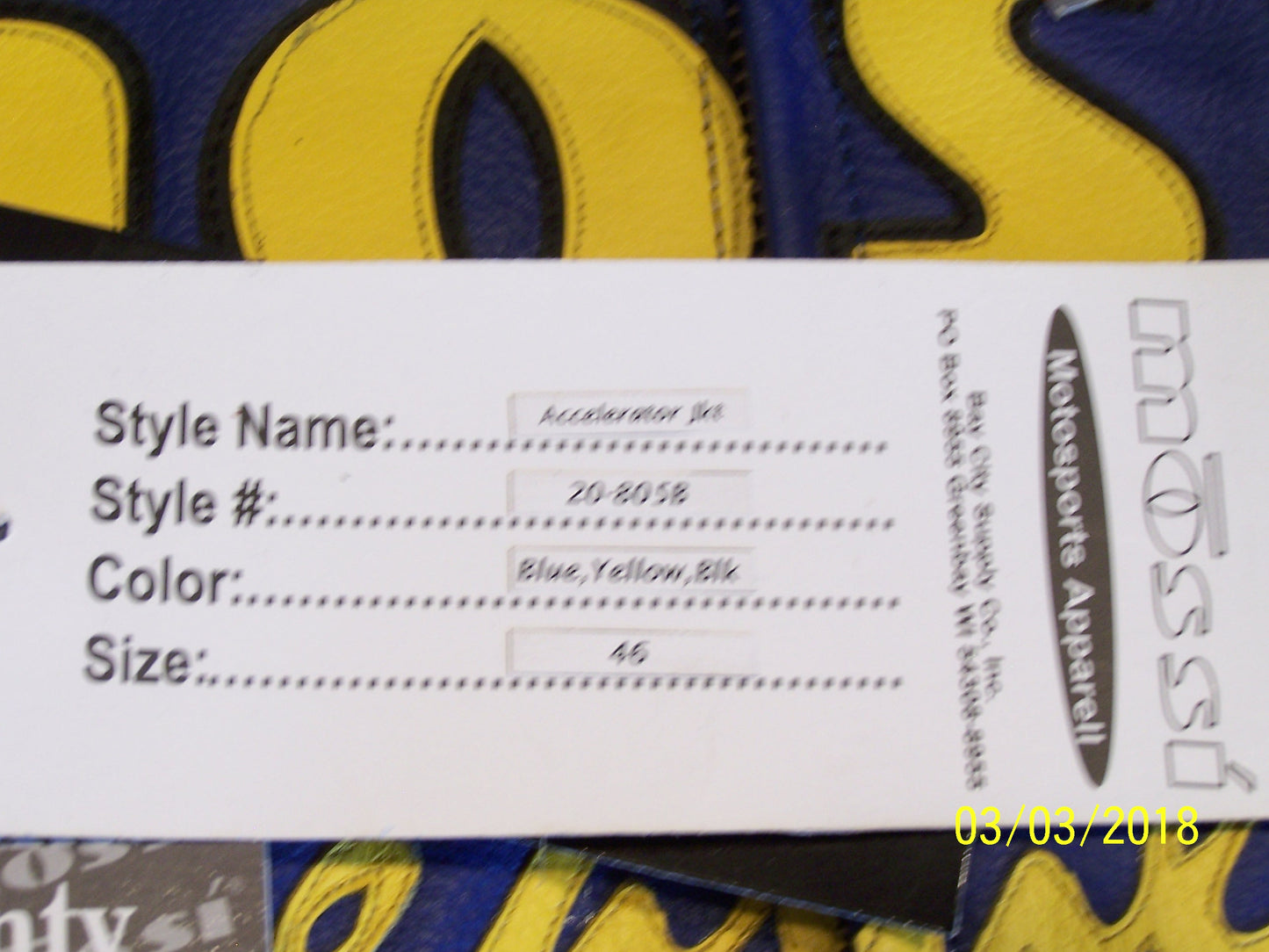 Mossi Accelerator Leather Jacket Size 46