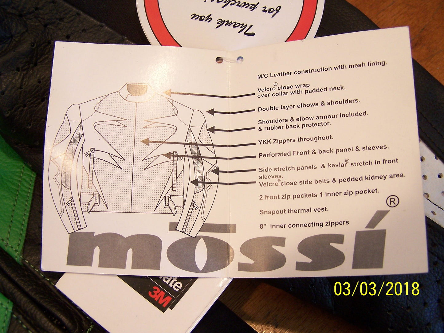 NEW Mossi Airthrust Leather Jacket Size 38